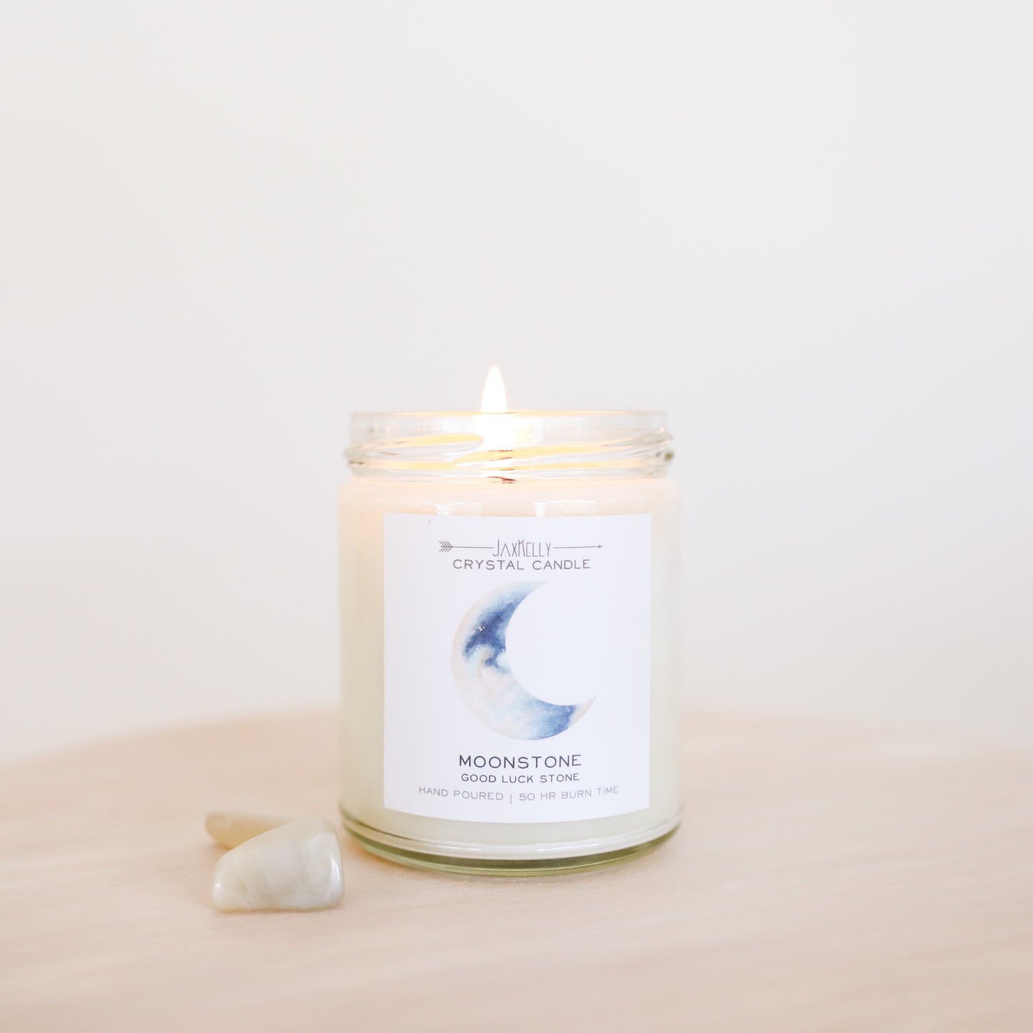 Moonstone Crystal Candle - Brings Good Luck