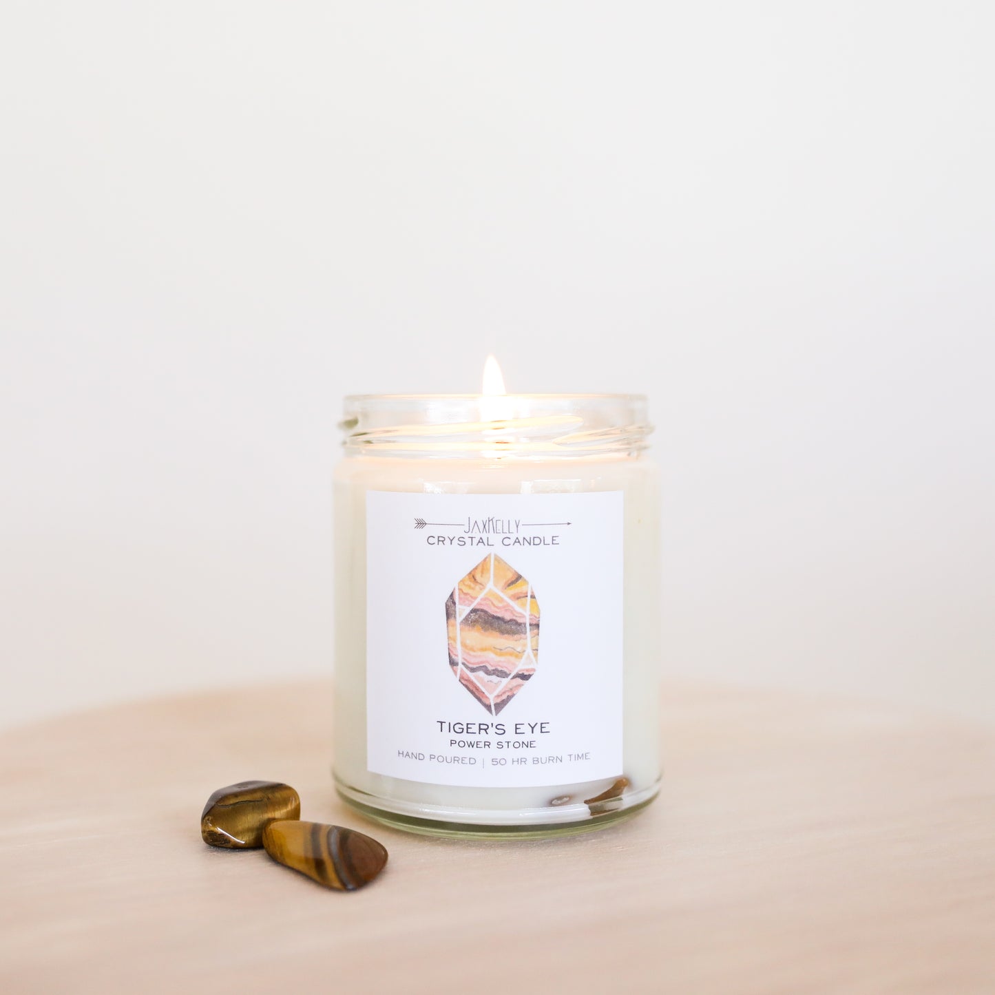 Tigers Eye Crystal Candle - Power
