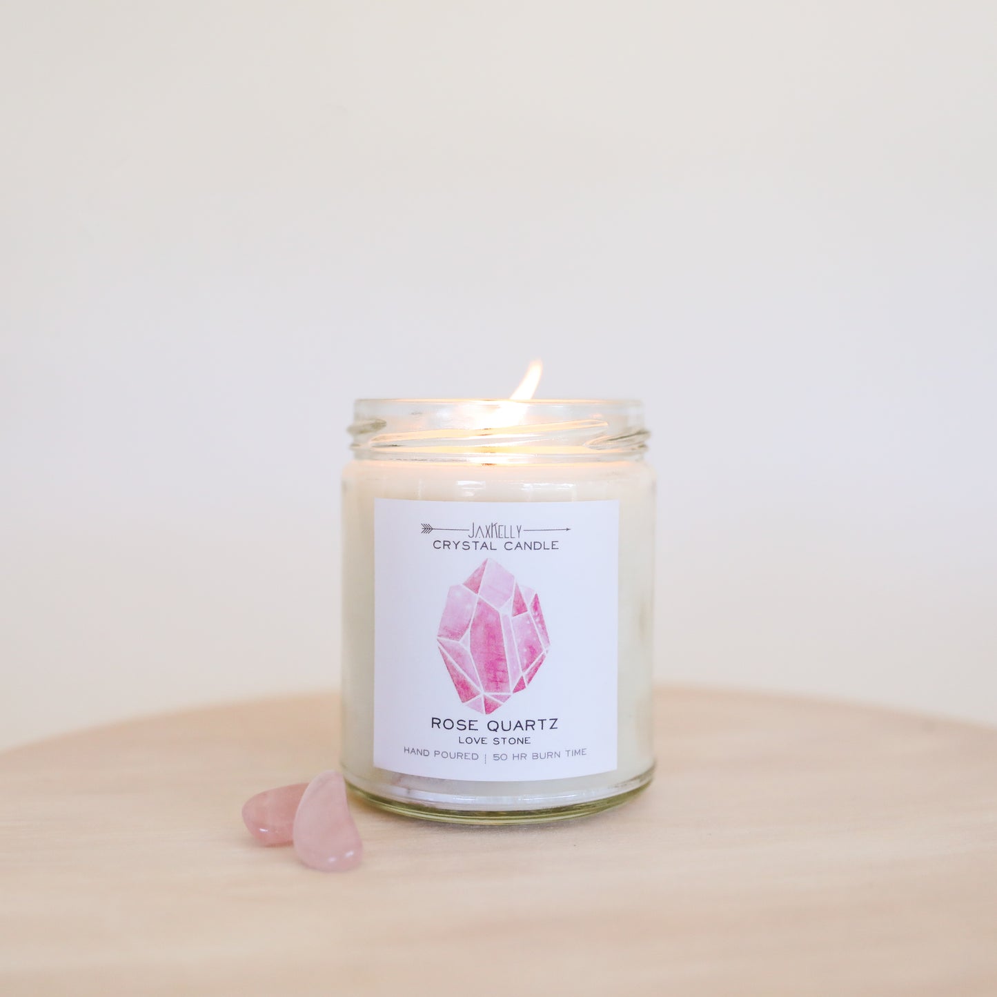 Rose Quartz Crystal Candle - Love