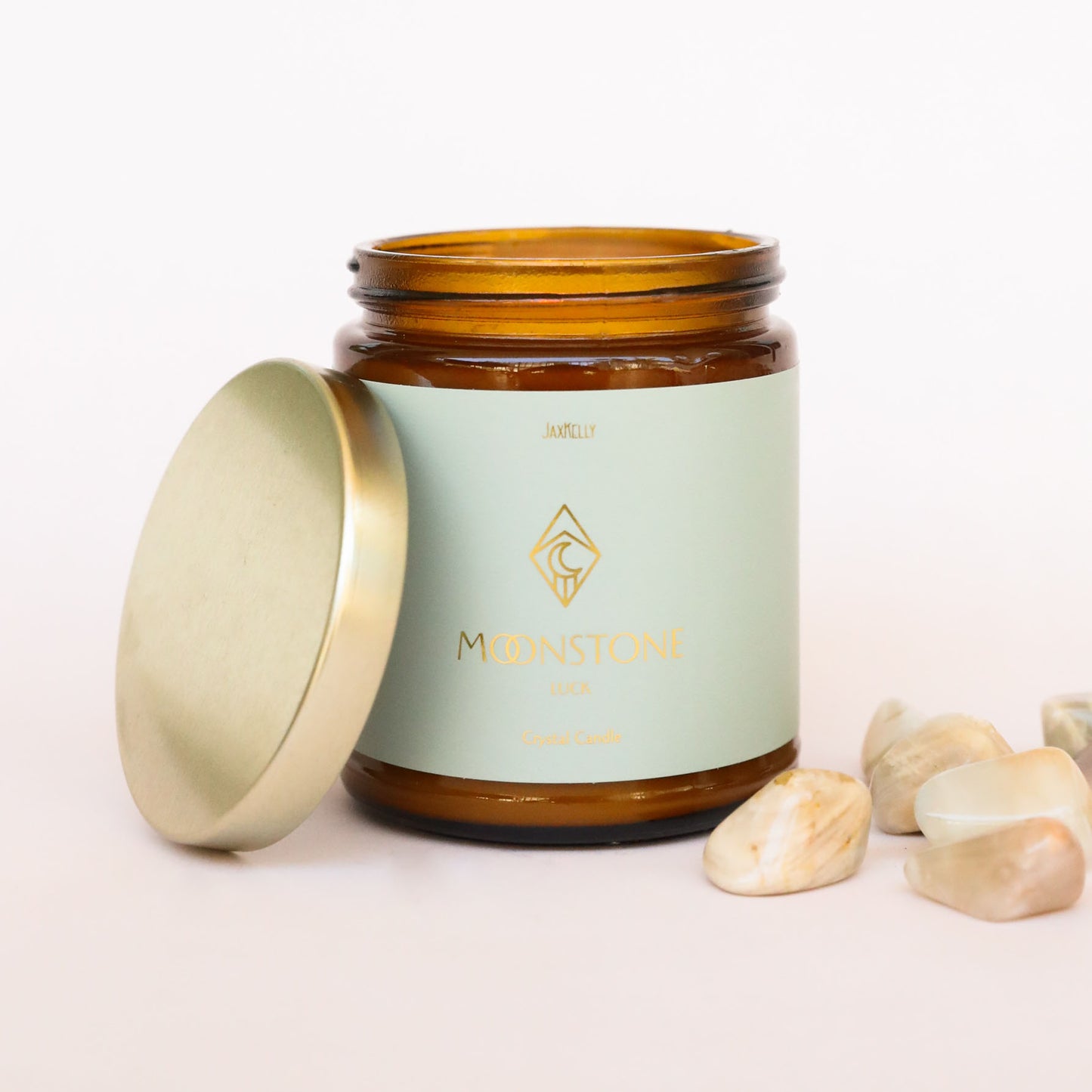 Amber Crystal Candle - Moonstone