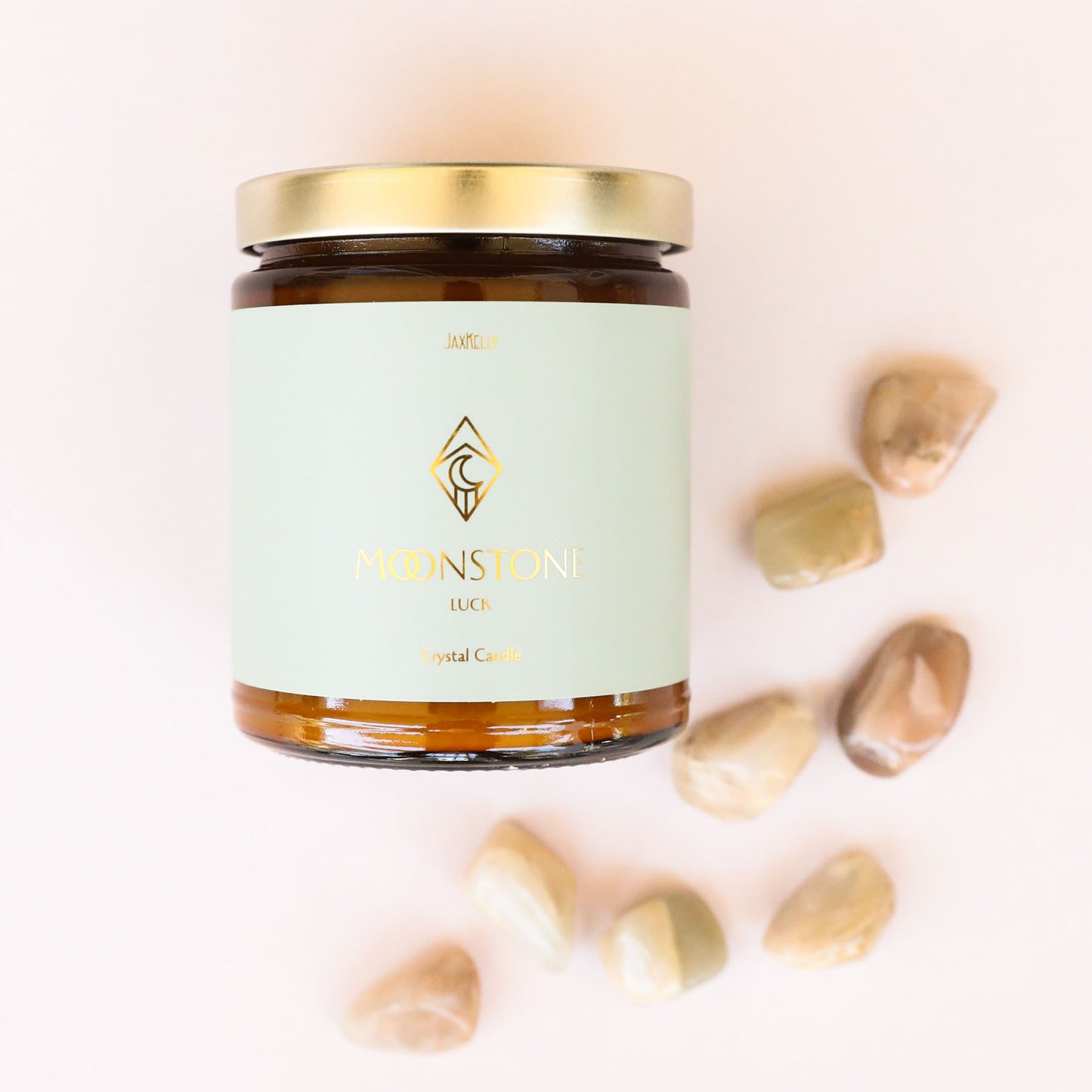 Amber Crystal Candle - Moonstone