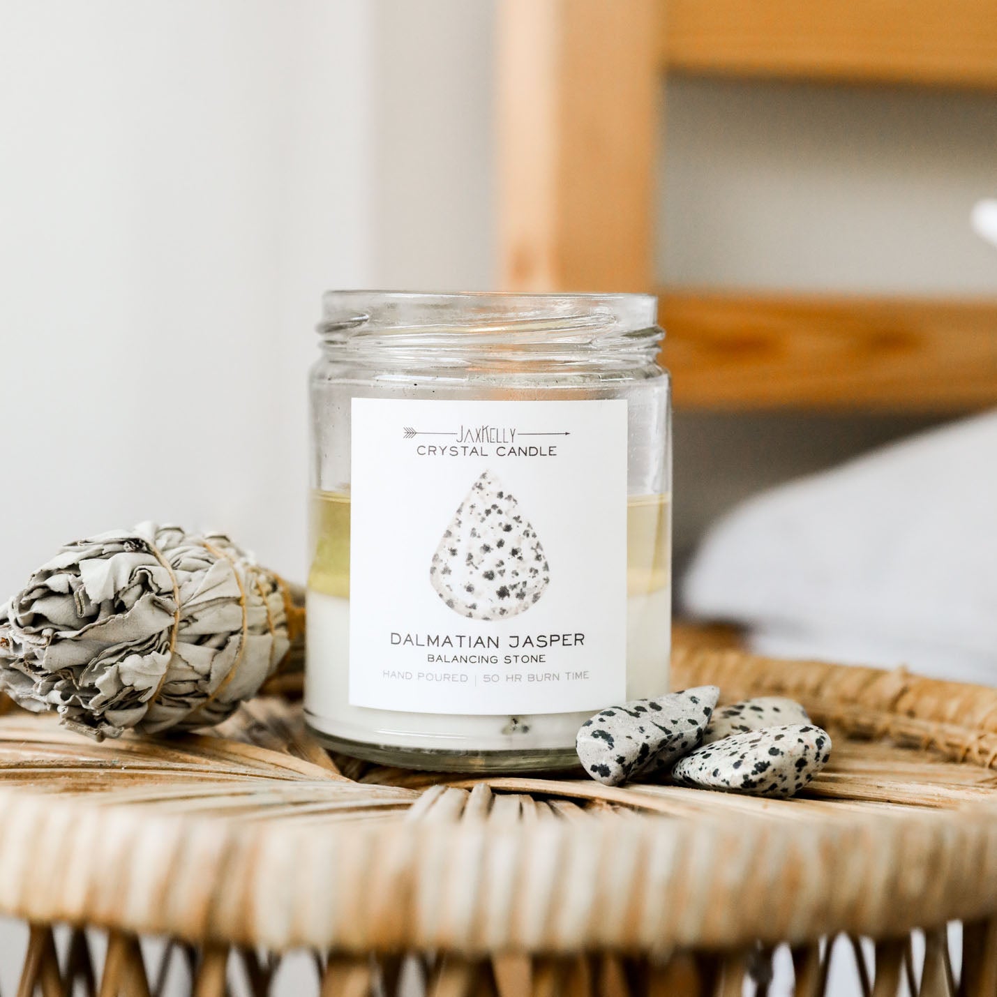 Dalmatian Jasper Crystal Candle - Balancing