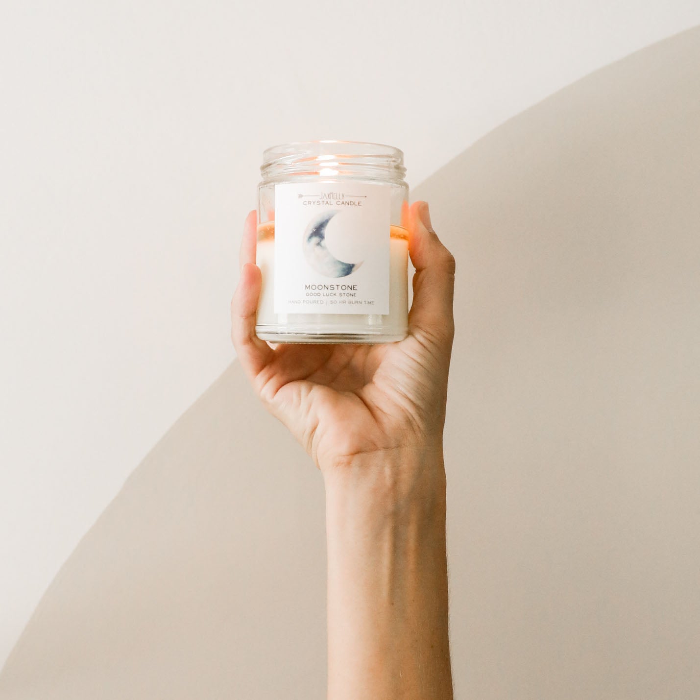 Moonstone Crystal Candle - Brings Good Luck