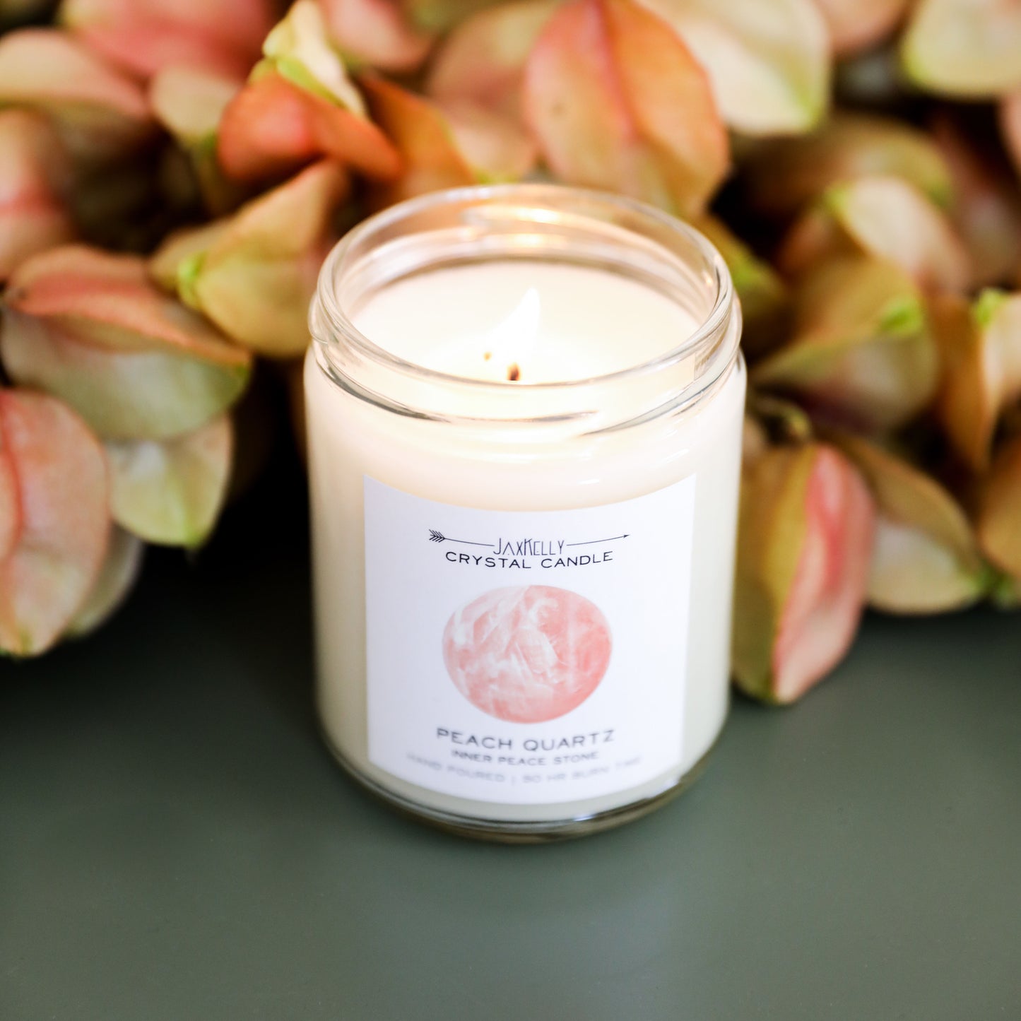 Peach Quartz Crystal Candle - Inner Peace