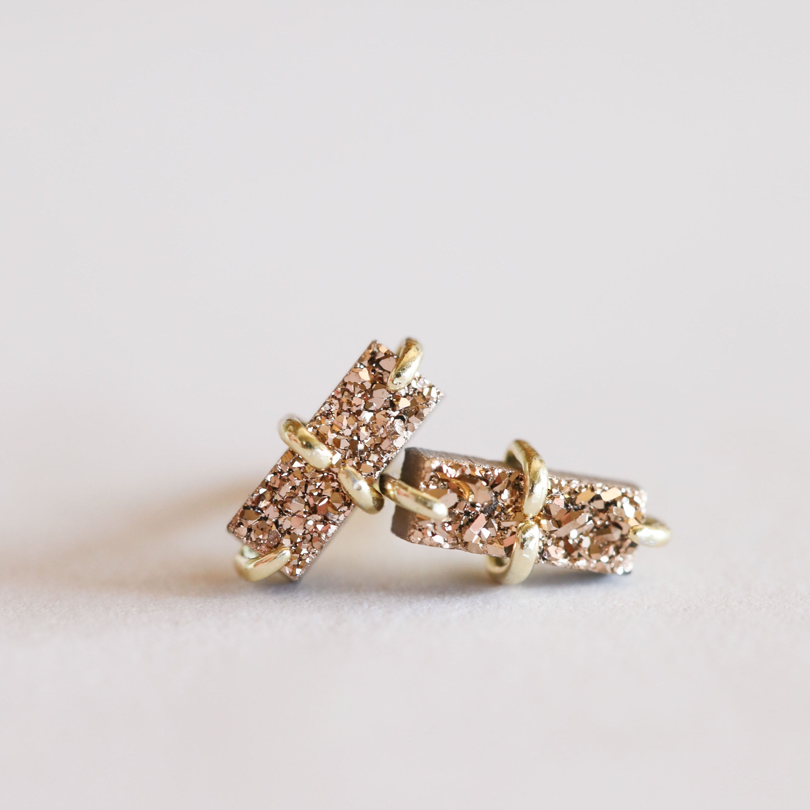 Rose Gold Druzy Stud Earrings | Dainty Raw Stone order Studs | Druzy Jewelry