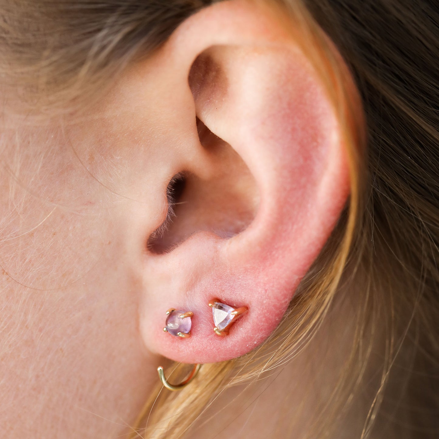 Amethyst Huggies - Healing