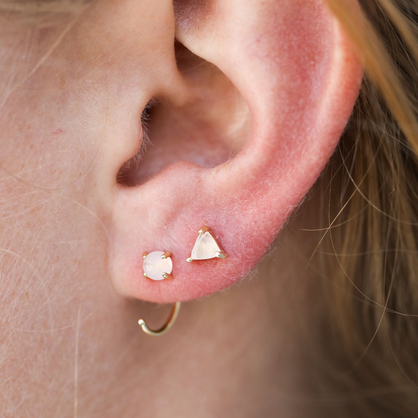 Rose Quartz Huggies - Love