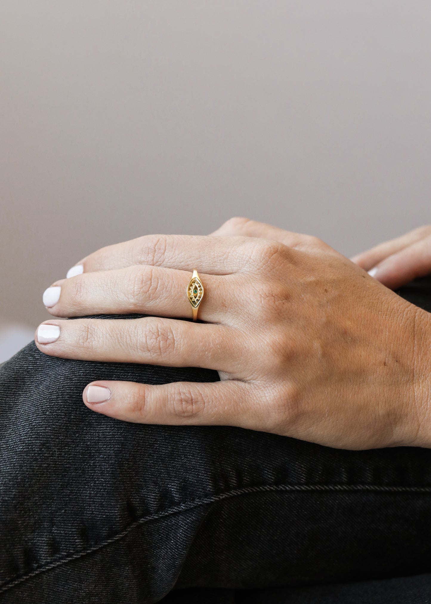 Emerald Evil Eye Ring