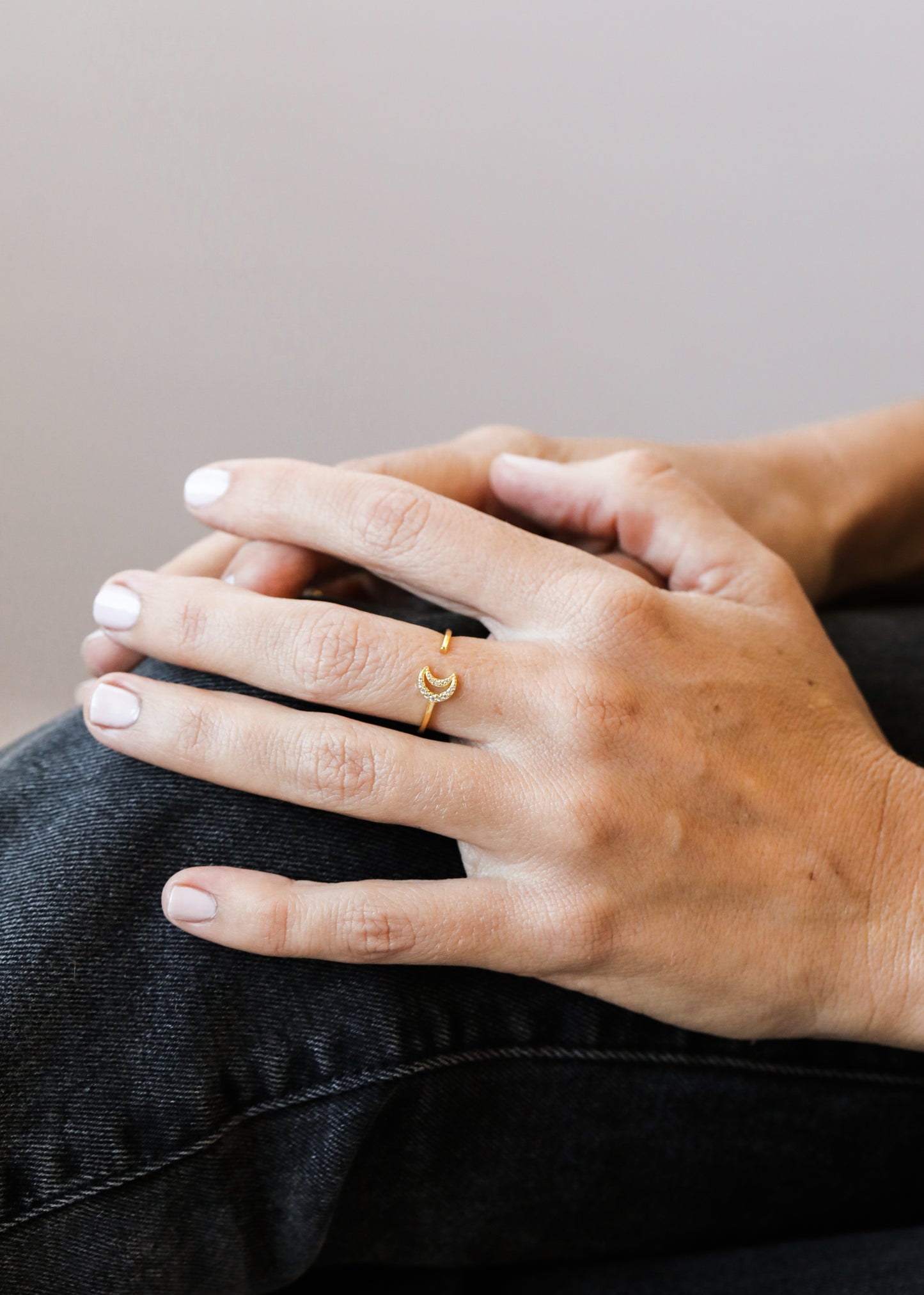 Hollow Moon Open Ring
