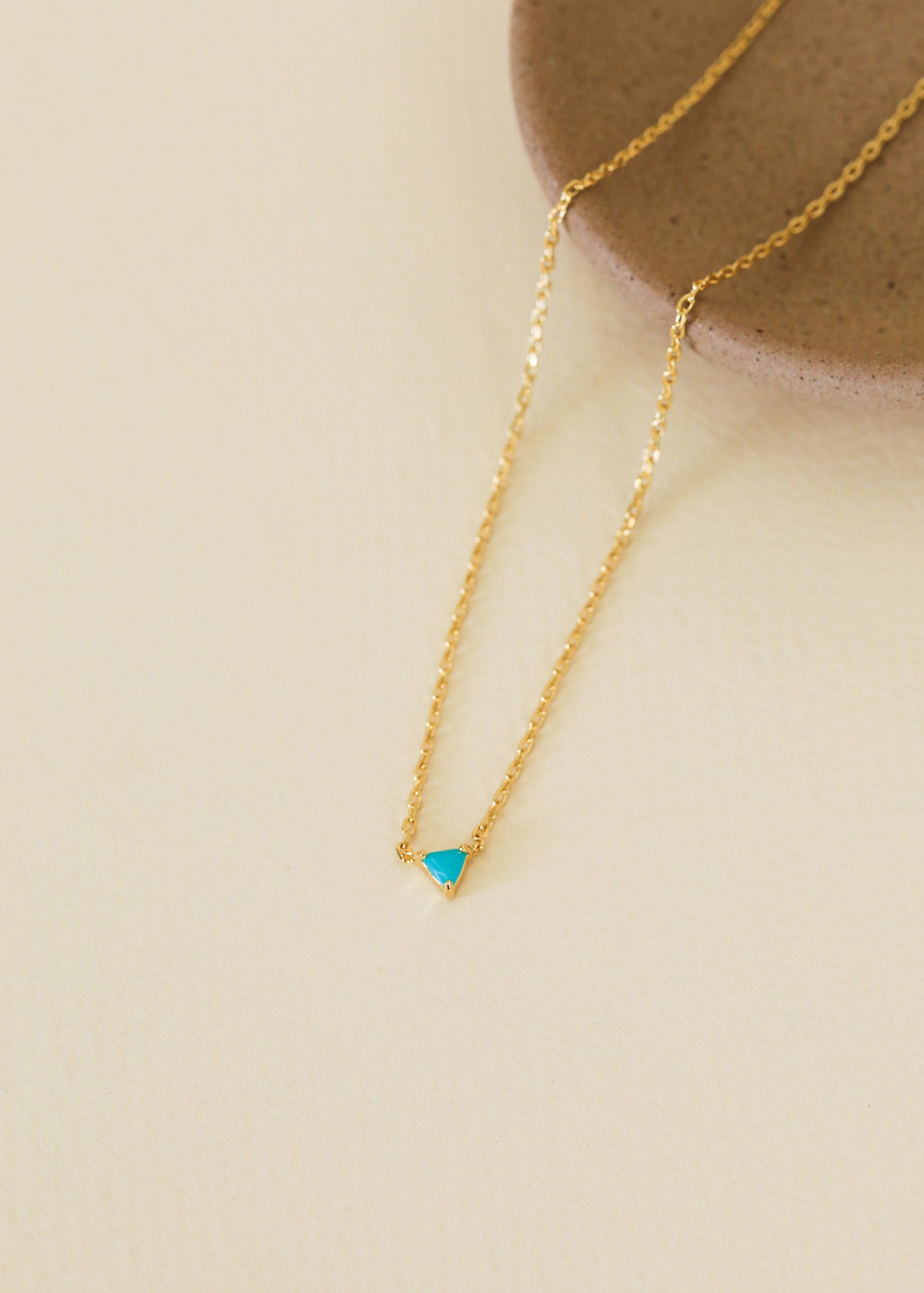 Triangle Turquoise Pendant Necklace - 18k Gold Plated