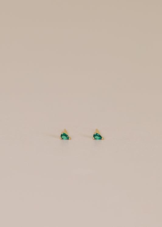 Emerald Teardrop Studs