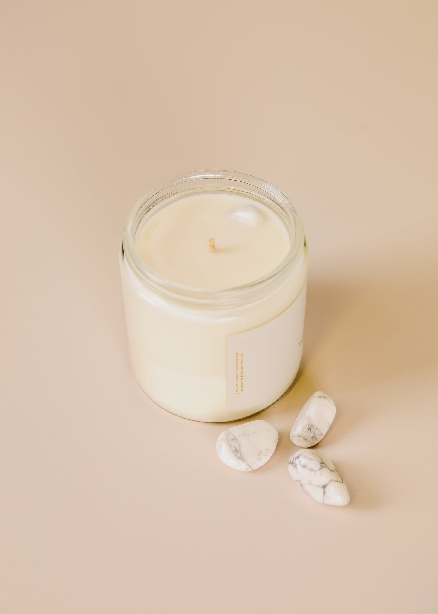 4oz  Clear Crystal Candle - White Howlite - Mindfulness