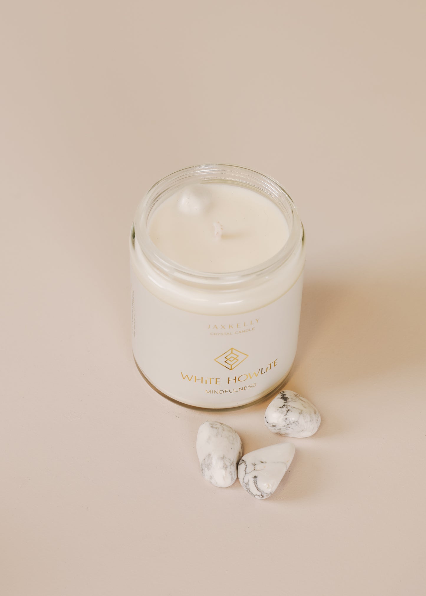 9oz Clear Crystal Candle - White Howlite - Mindfulness