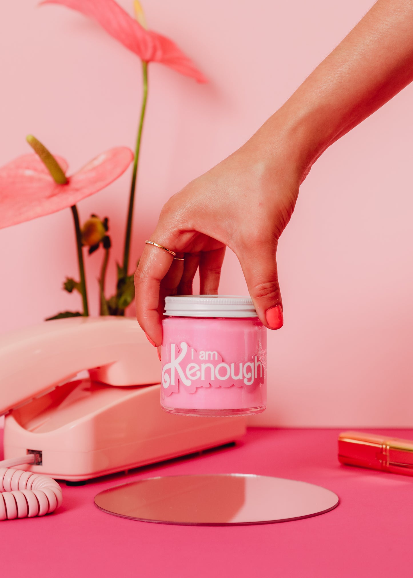 Barbie Inspired I Am Kenough - Hot Pink Candle