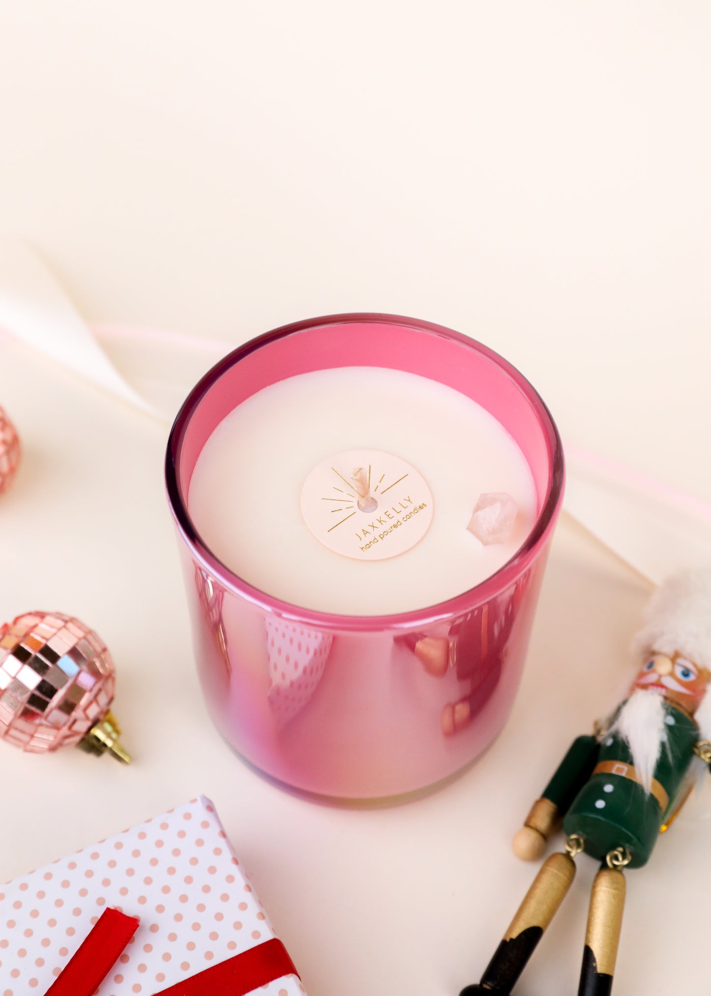 Large Pink Holiday Candle