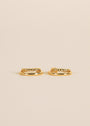 Two pairs of Double Hoop - Earring, featuring a gold plated twisted rope design, displayed on a neutral beige background.