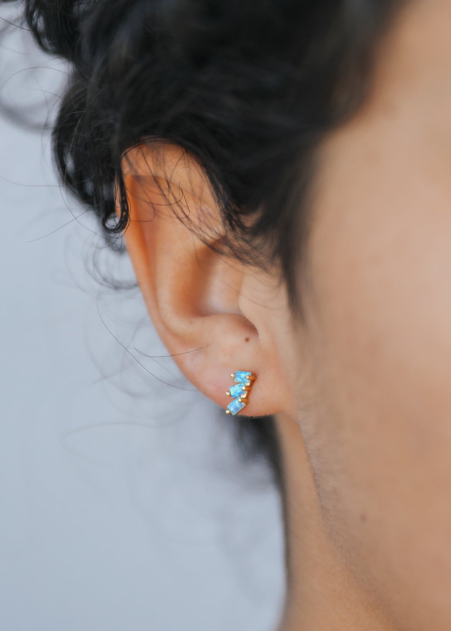 Offset Trio - Fire Opal - Earrings