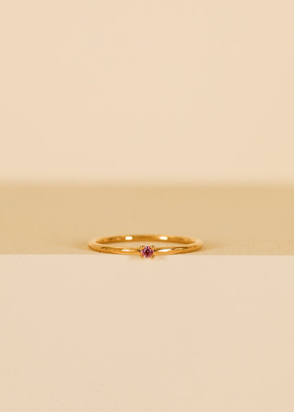 Pink Pinky Ring – Dainty Pink CZ Gold Ring | JaxKelly