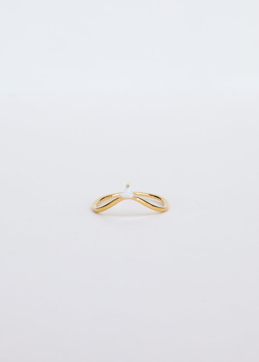Arched Triangle Ring - White Opal