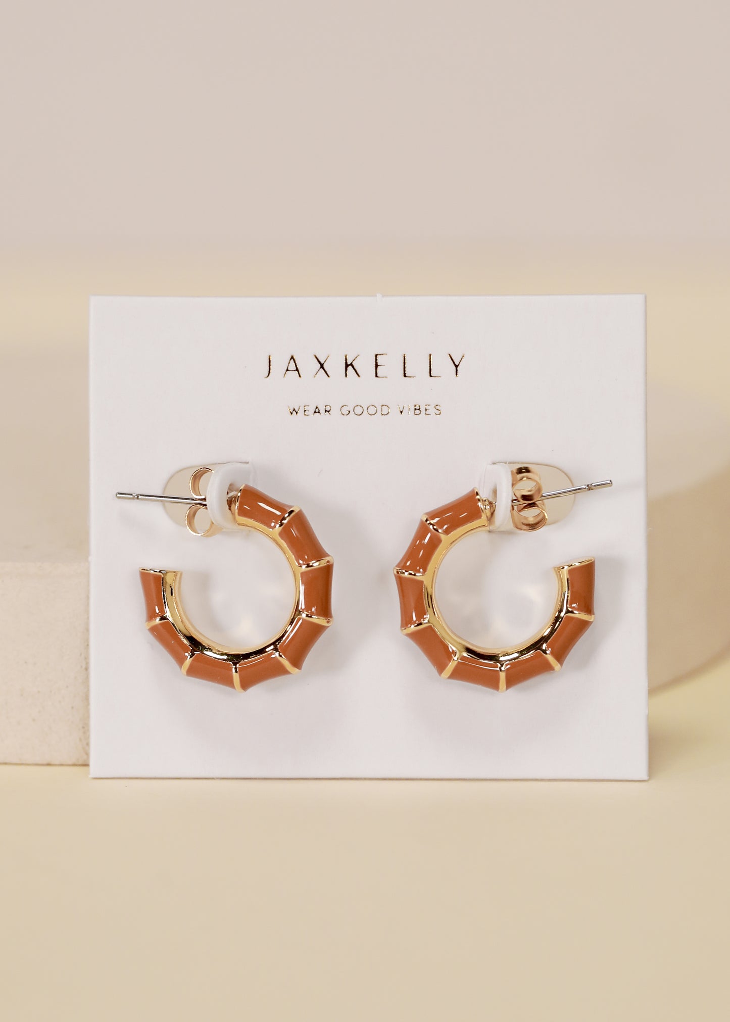 Vintage Hoop Earrings - Brown Enamel