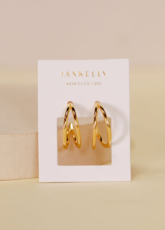 Illusion Double Hoop - Gold Earrings