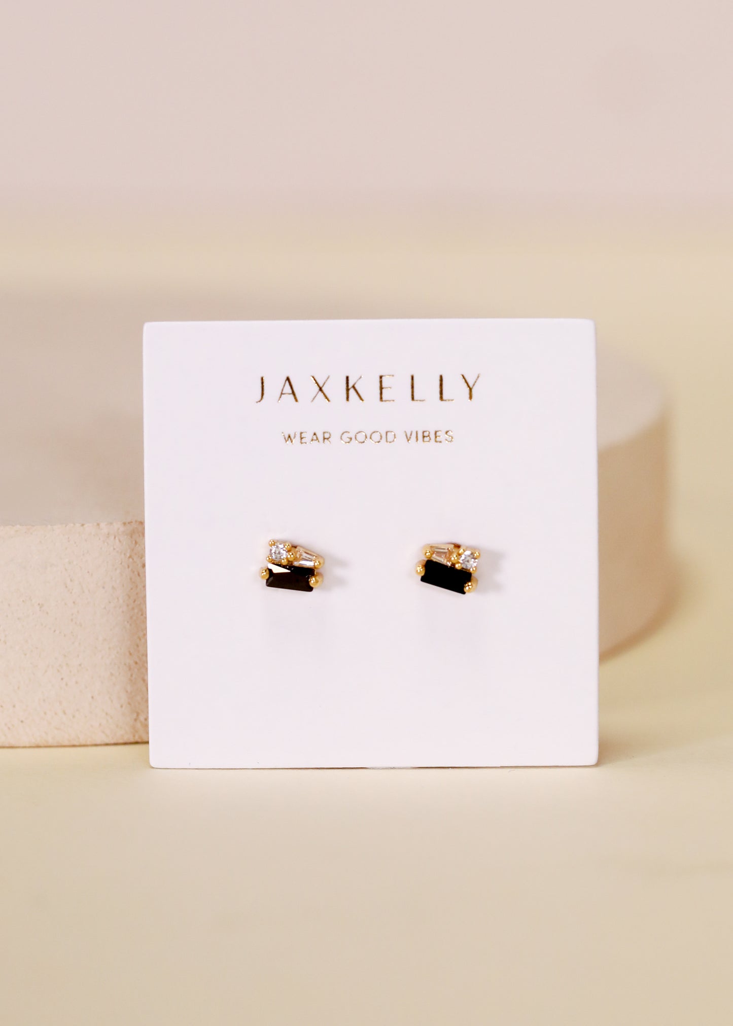 Baguette Cluster - Black CZ - Gold Earrings