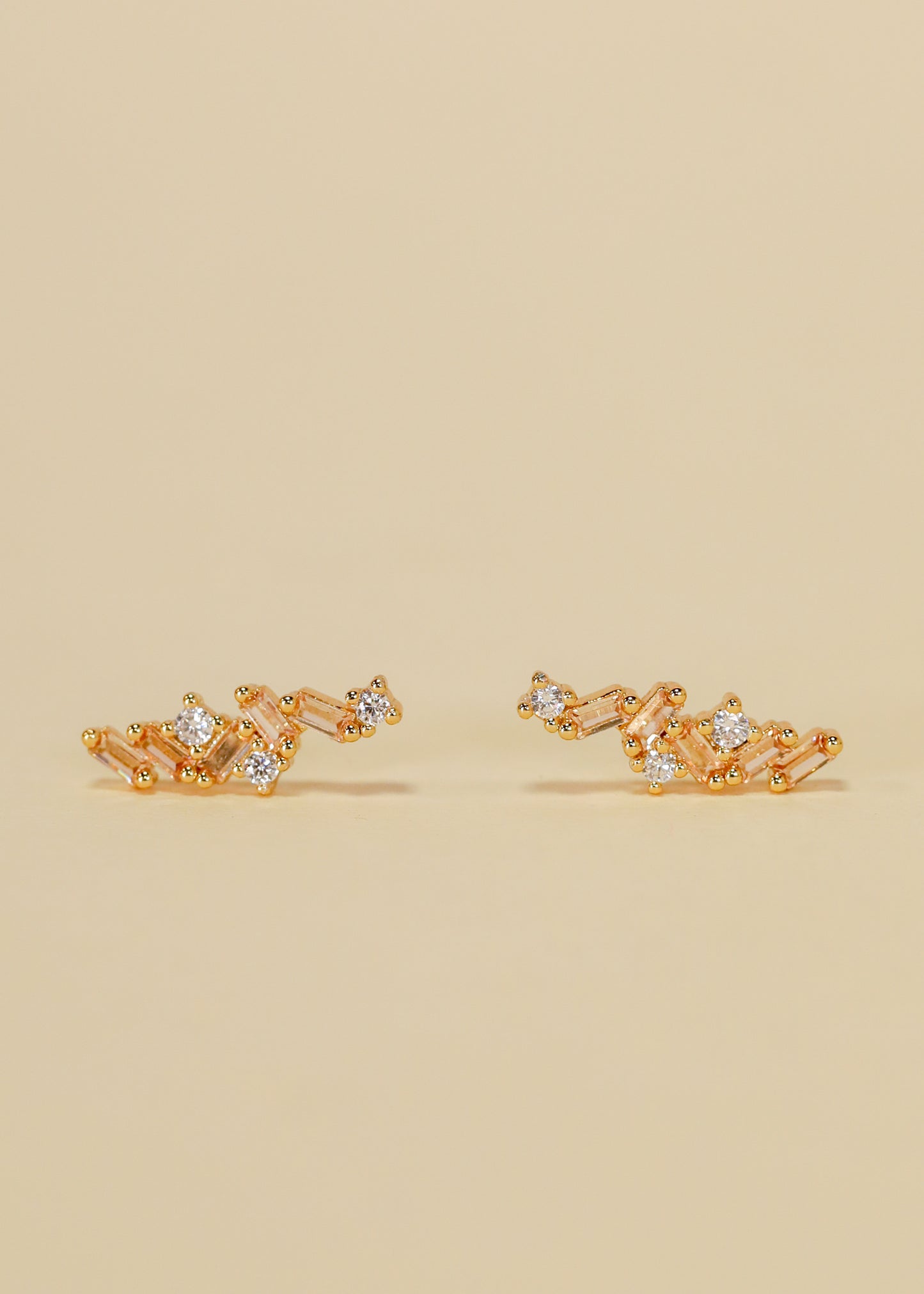 Cascading Baguette Drop - Gold Earrings