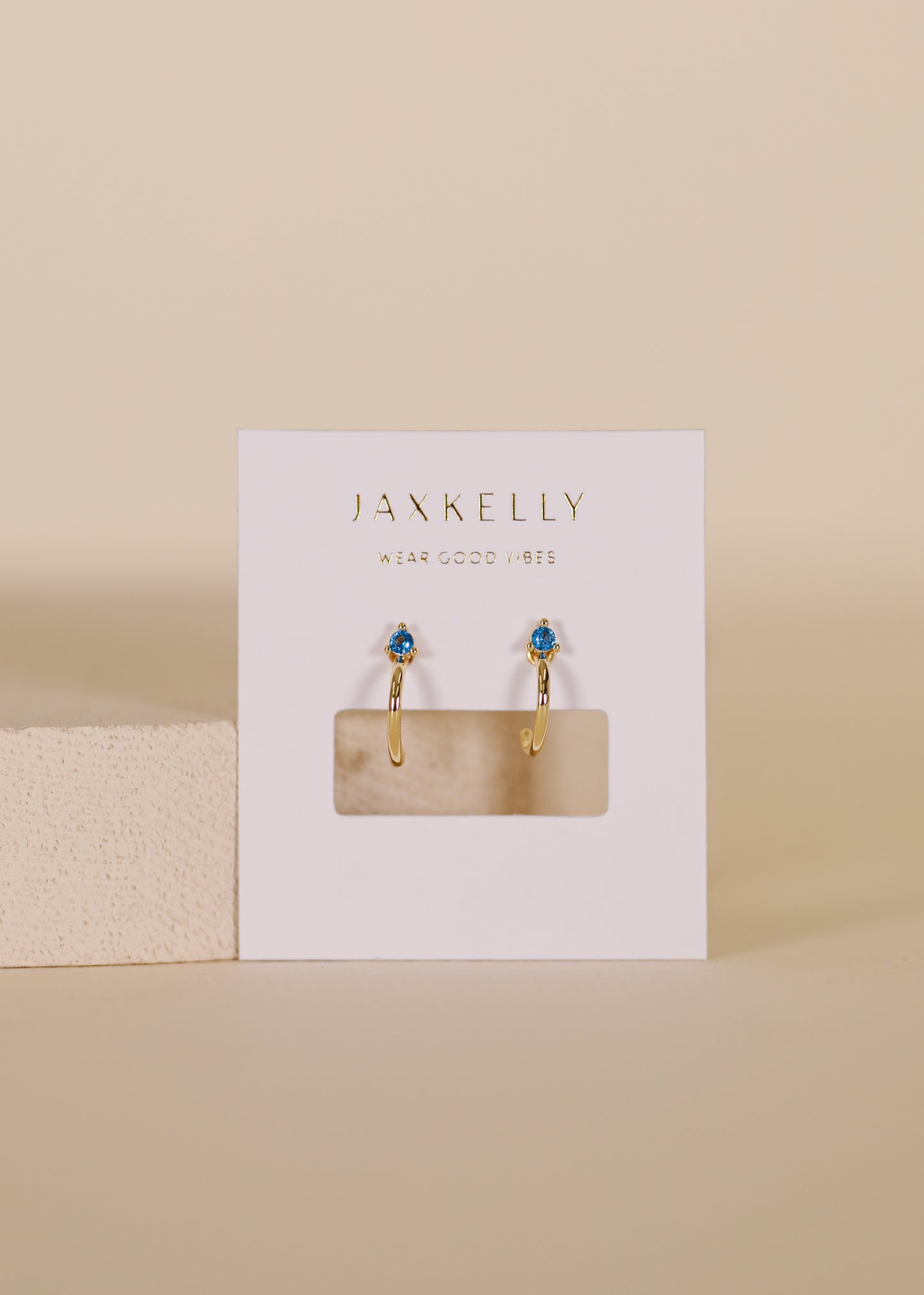 Open Mini Hoop Earrings  - Blue Sapphire