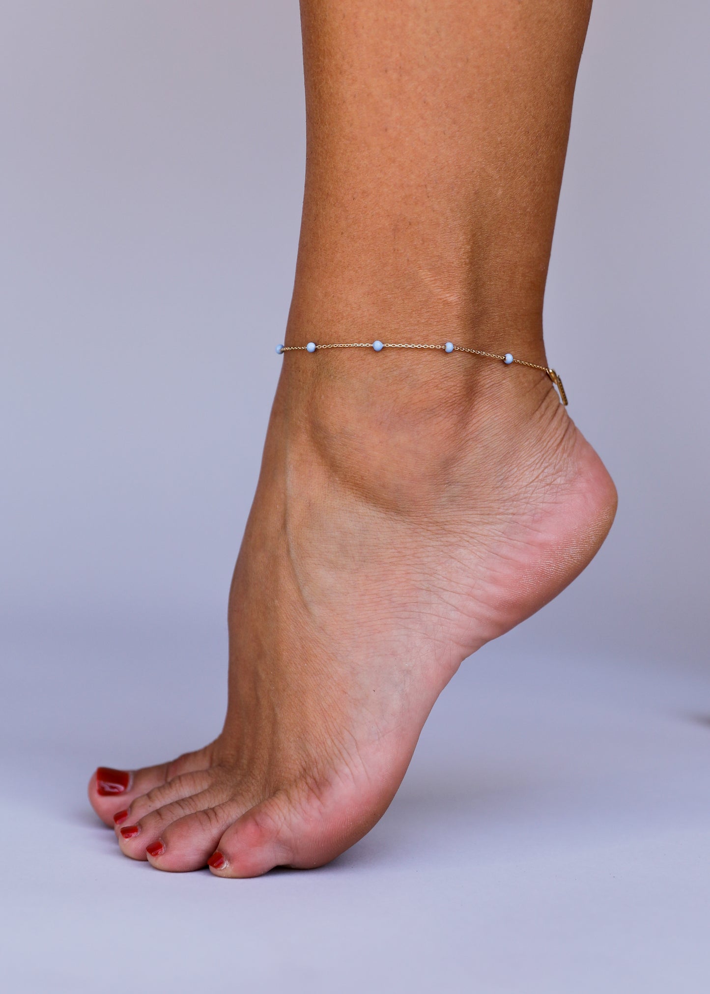 Bermuda Blue Enamel and Gold Anklet