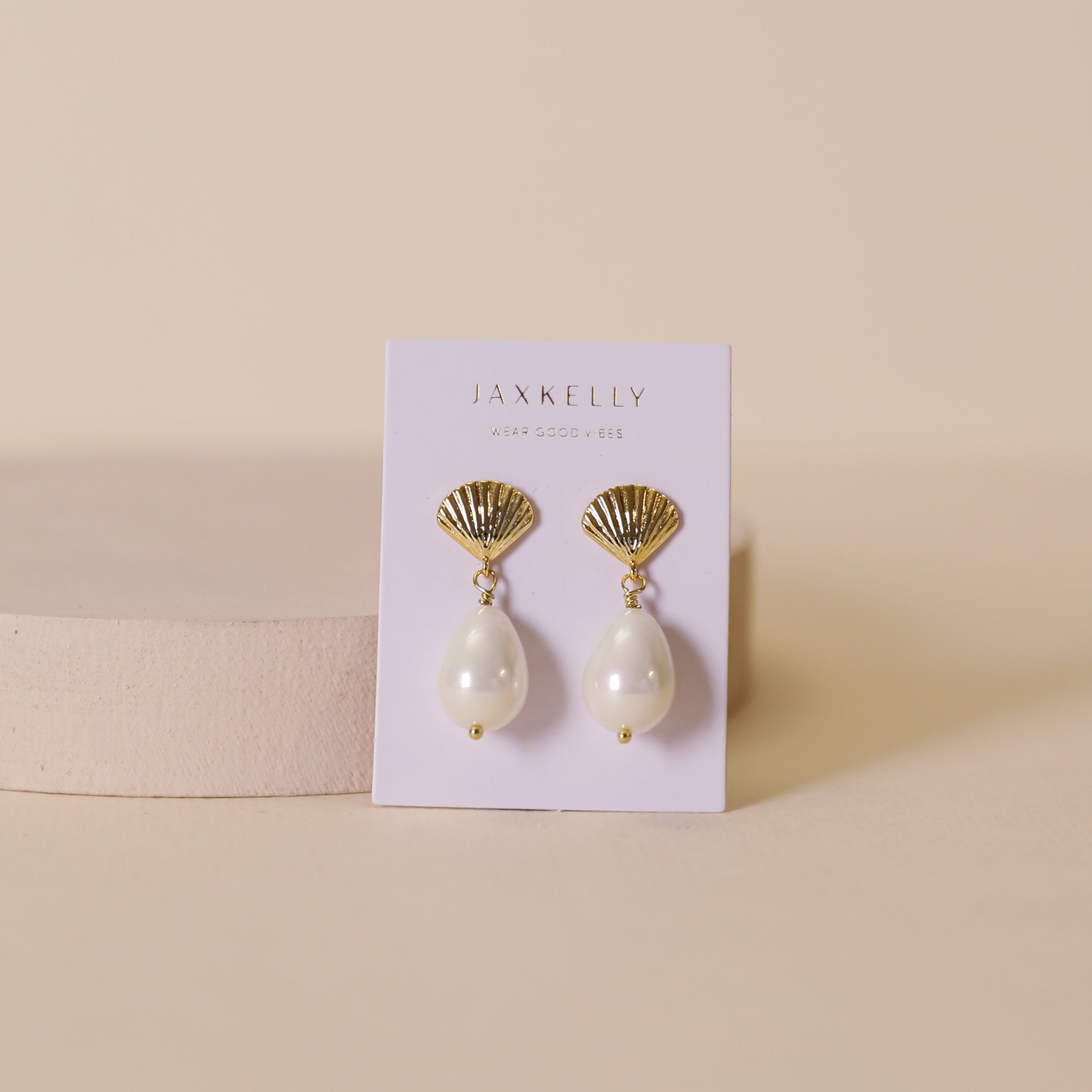 Seashell Pearl Drop Earrings