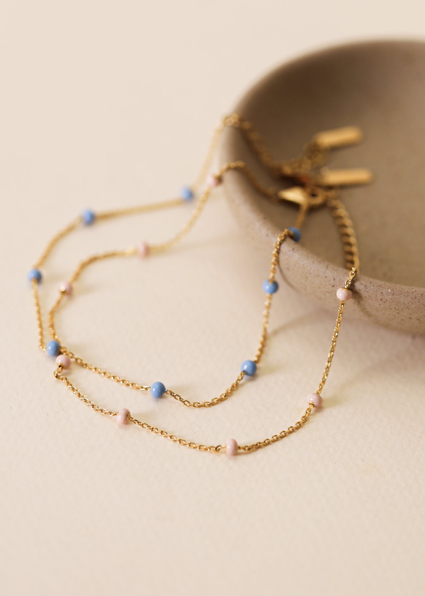 Bermuda Blue Enamel and Gold Anklet