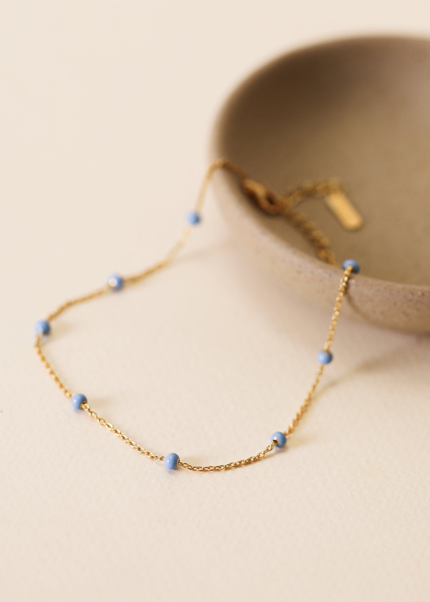 Bermuda Blue Enamel and Gold Anklet