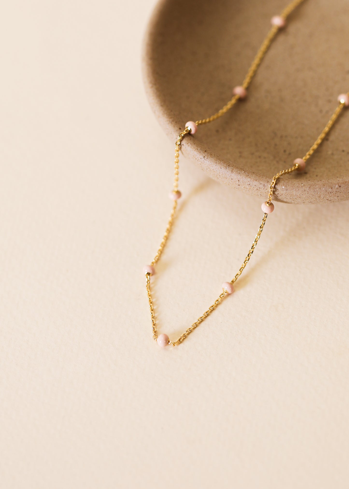 Petal Pink Enamel Gold Necklace