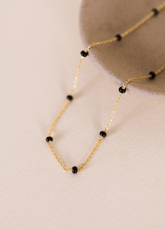 Black Enamel Gold Necklace