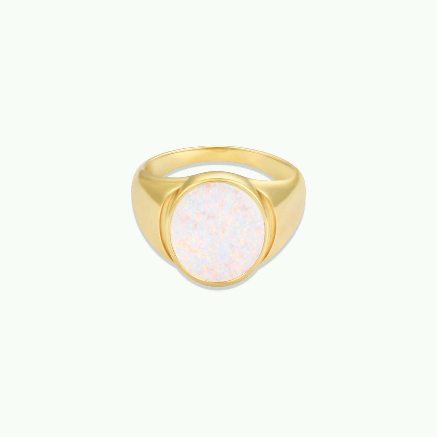 White Opal Signet Ring