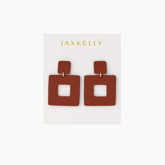 Square Clay Earring- Terracotta