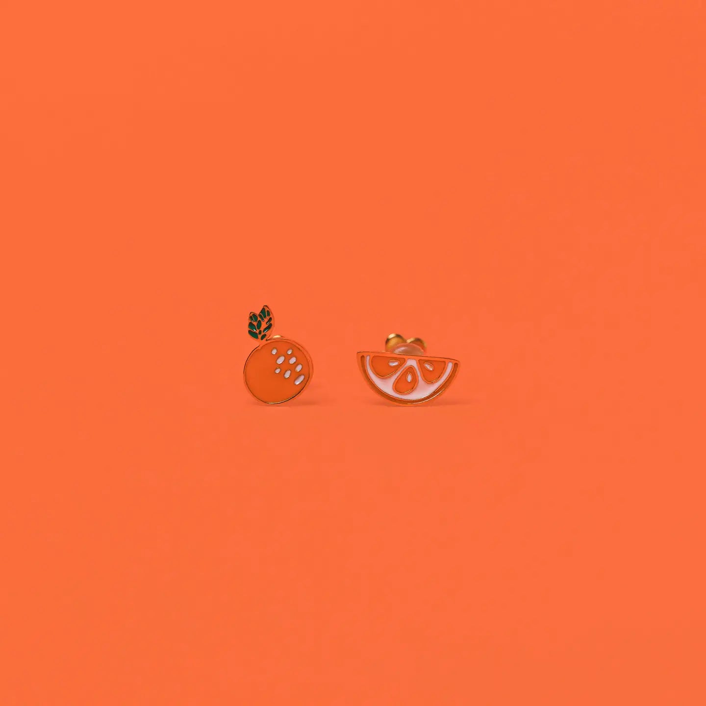 Orange Enamel Flat Back Kids Earrings
