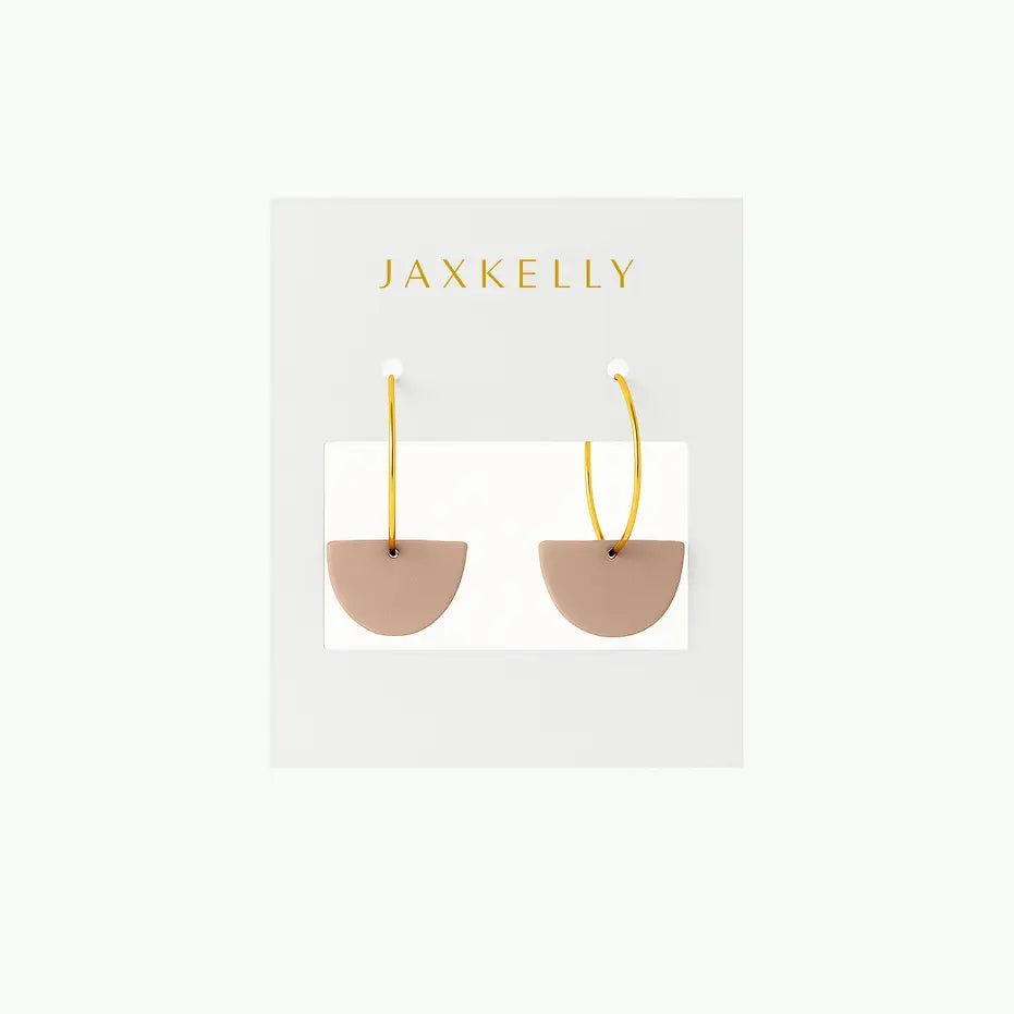 Hoops - Clay Half Moon - Almond Rose Earrings