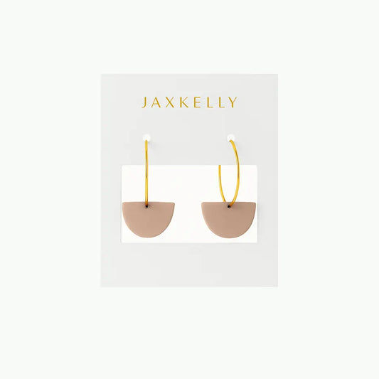 Hoops - Clay Half Moon - Almond Rose Earrings