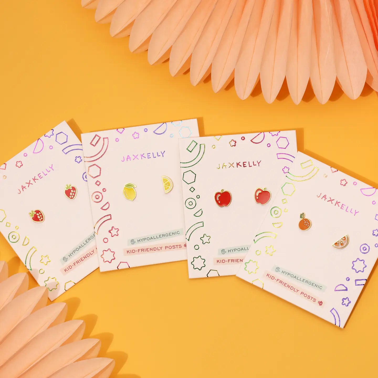 Lemon Enamel Flat Back Kids Earrings