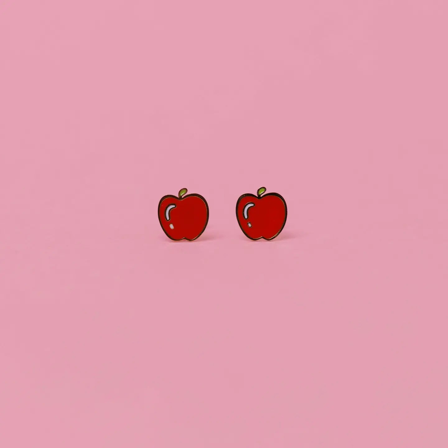 Apple Enamel Flat Back Kids Earrings