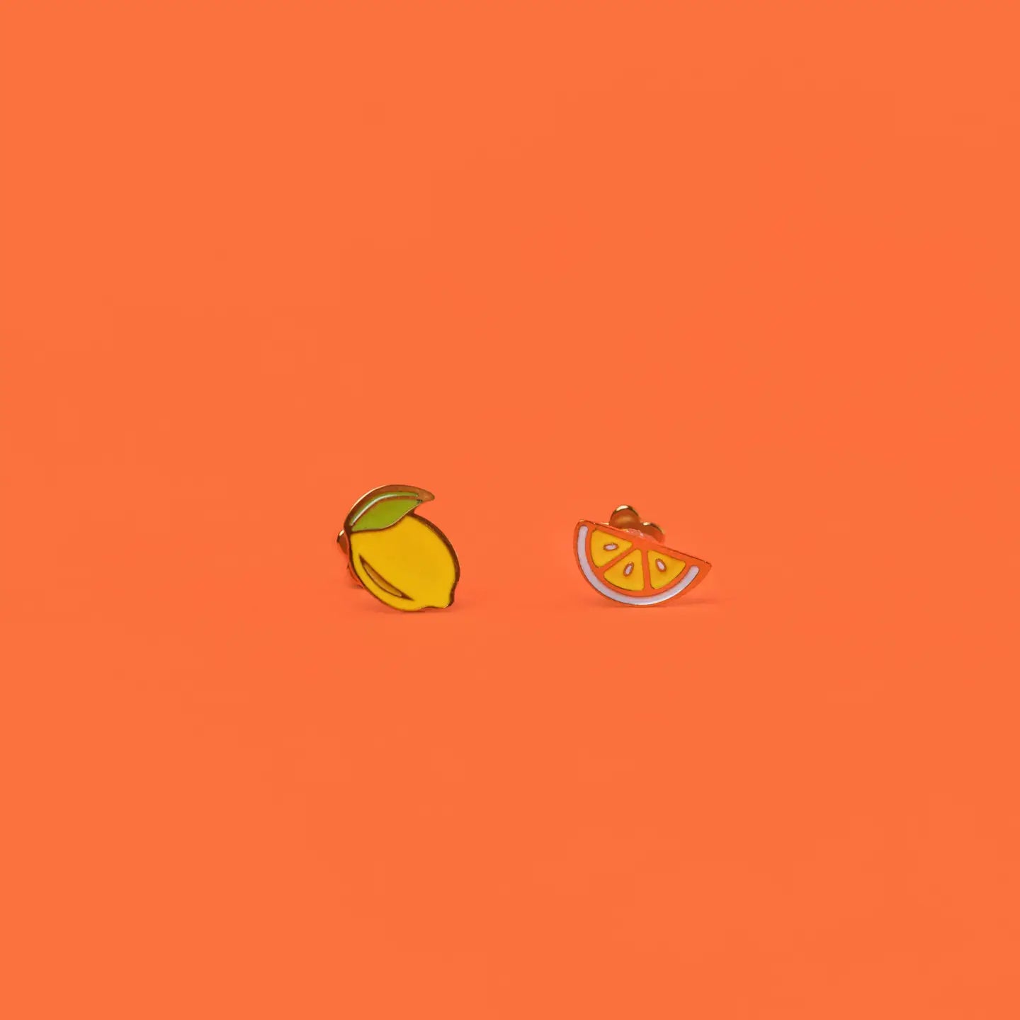 Lemon Enamel Flat Back Kids Earrings