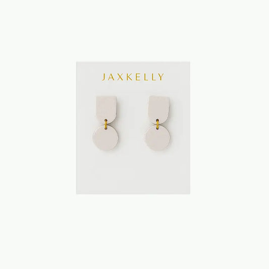 Circle Dome Clay Earrings - Oat Milk
