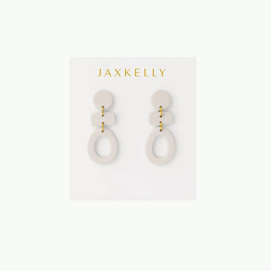 Organic Three Tier Clay Earring - Oat Milk