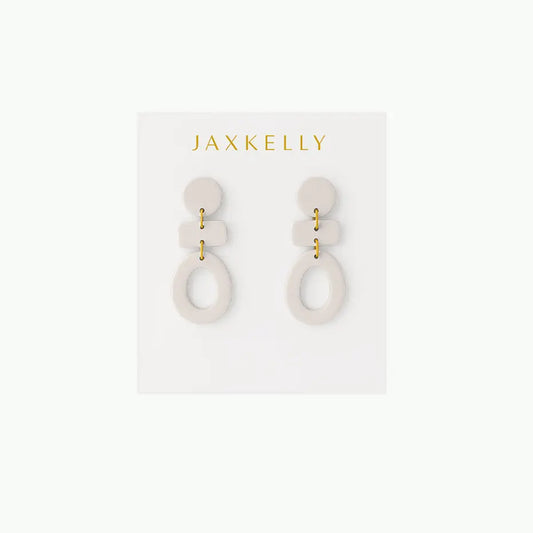 Organic Three Tier Clay Earring - Oat Milk