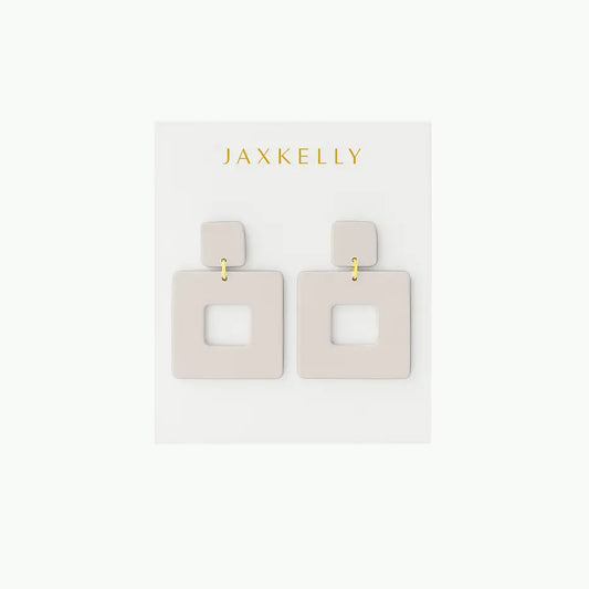 Square Clay Earring - Oat Milk