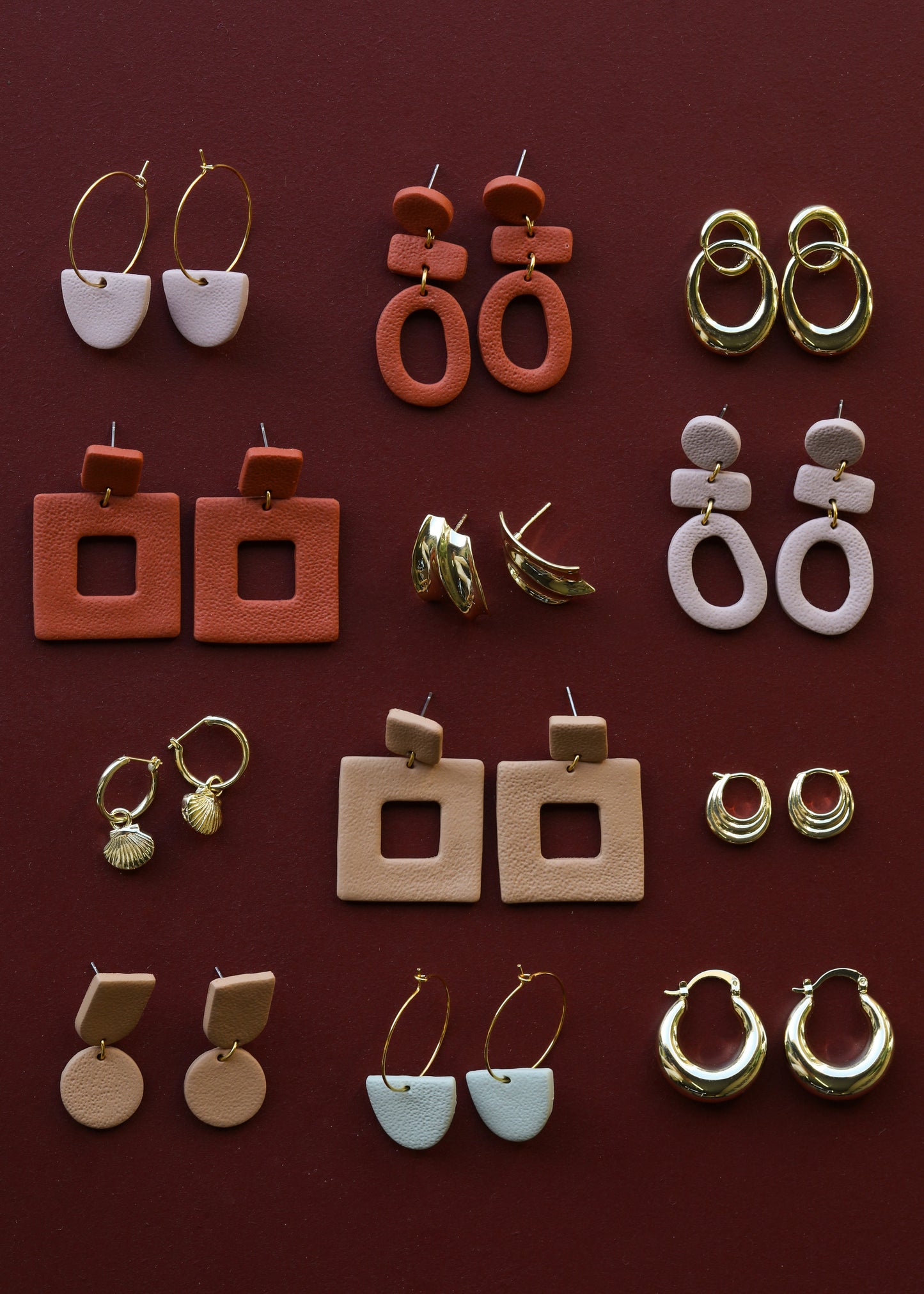 Square Clay Earrings