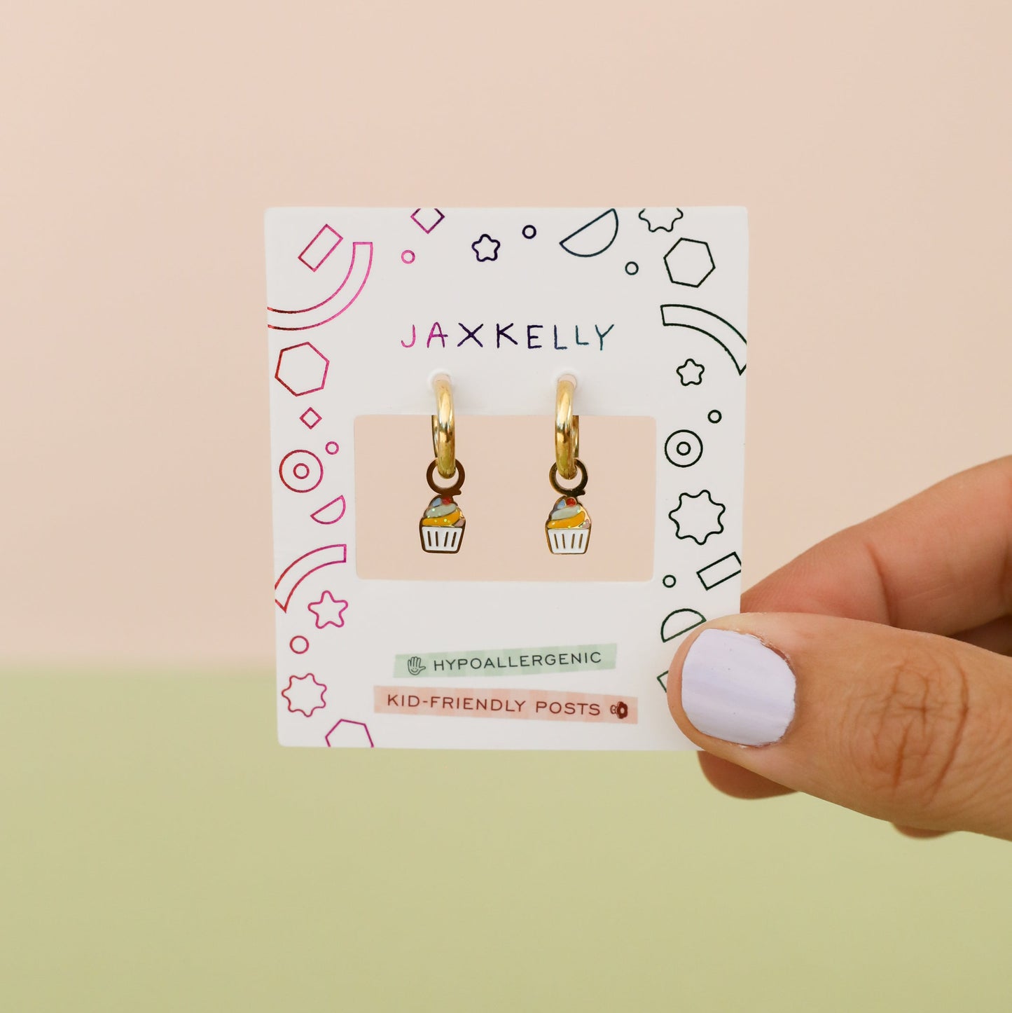 Cupcake Enamel Charm Hoop