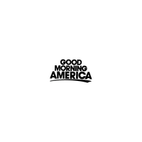 Black text logo reading GOOD MORNING AMERICA in bold, all capital letters, centered on a white background with a curved line under AMERICA.