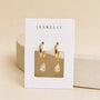 JaxKelly Teardrop Charm Hoop - White CZ earrings on a white display card.